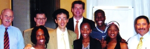 Back row (left to right): Peter Wetzer, Endress+Hauser; Dr Heiner Zehntner, Legal consul Endress+Hauser Switzerland; Marius Jordaan, financial director Endress+Hauser; Nkosinathi Emmanuel Ndlovu, Final year BBA bus admin student.<br>
Front row: (left to right): Gift Serore, third year bus admin student; Taddy Blacher, CIDA City Campus Founder/CEO; Sphindile Madonsela, director Endress+Hauser; Thabile Nkanyana, BBA bus admin student; Tony Jacobsen, managing director; Endress+Hauser